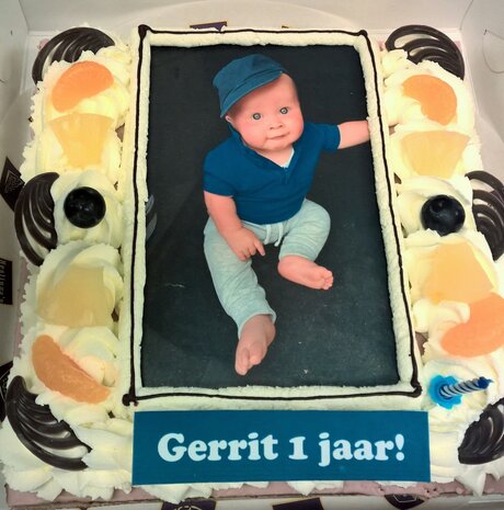 Oranjekoek vierkant met foto of logo